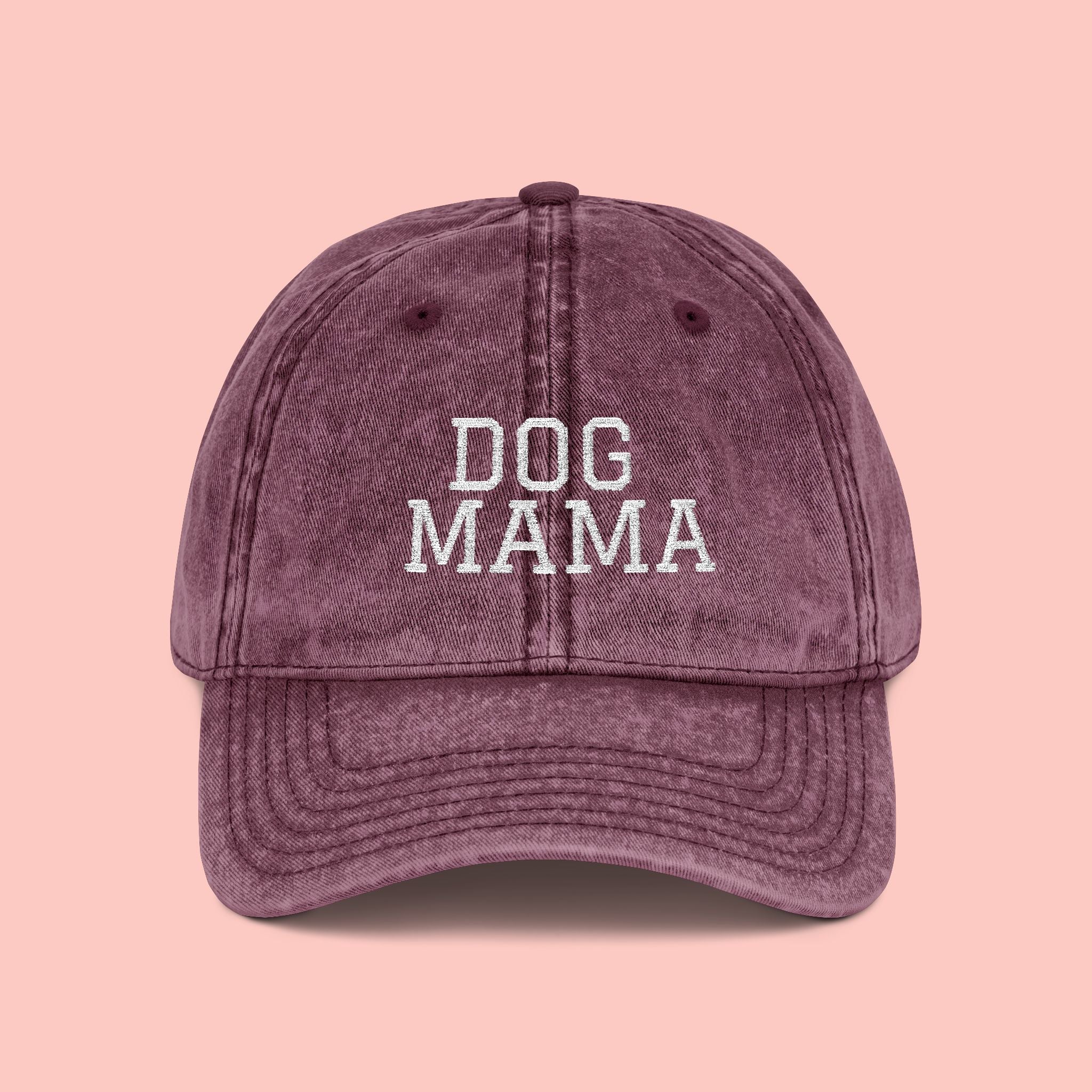 Dog Mama Vintage Embroidered Cap — Washed Baseball Hat for Dog Lovers