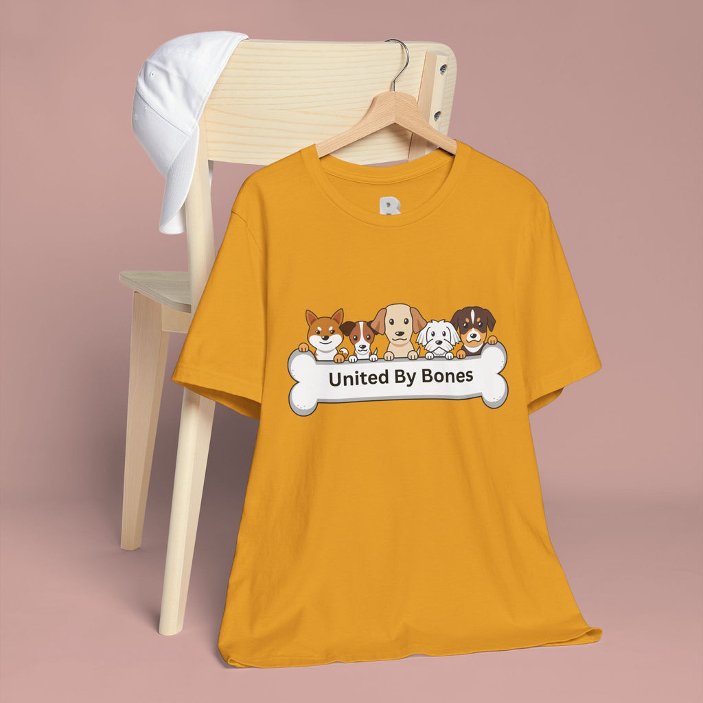 Dog Lover T‑Shirt — "United By Bones" Cute Cartoon Dogs Tee