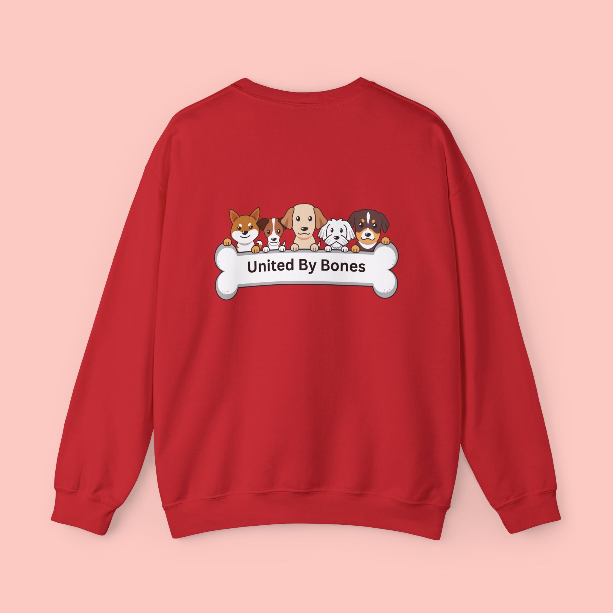 Dog Lovers Crewneck Sweatshirt — "United By Bones" Cute Puppy Graphic