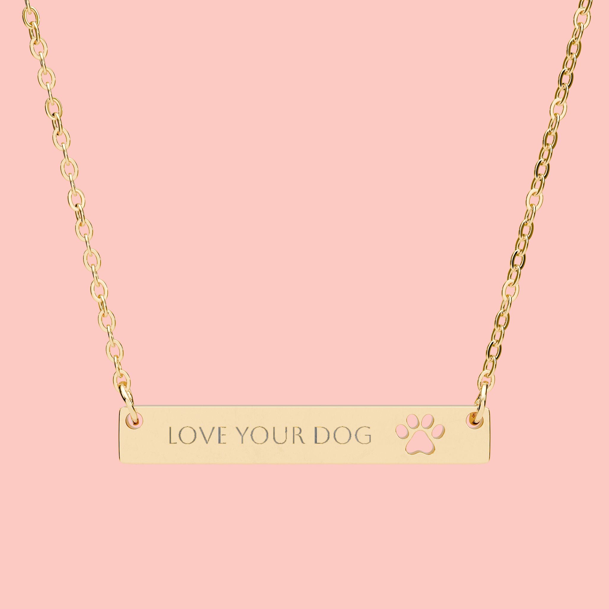 Paw Cutout Bar Necklace — Personalized Engraved Pet Paw Jewelry