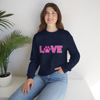 Dog Mom Love Crewneck Sweatshirt — Pink Paw Graphic