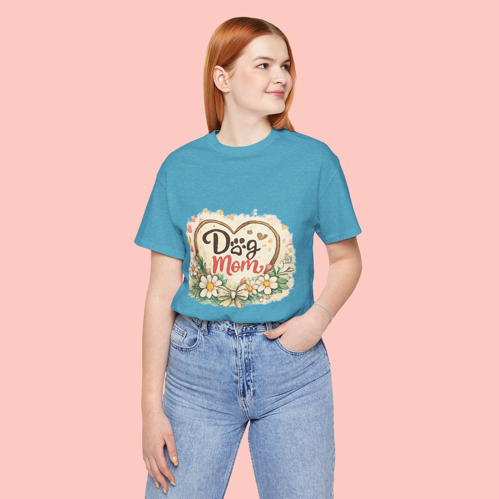 Dog Mom T-Shirt – Floral Heart Paw Design
