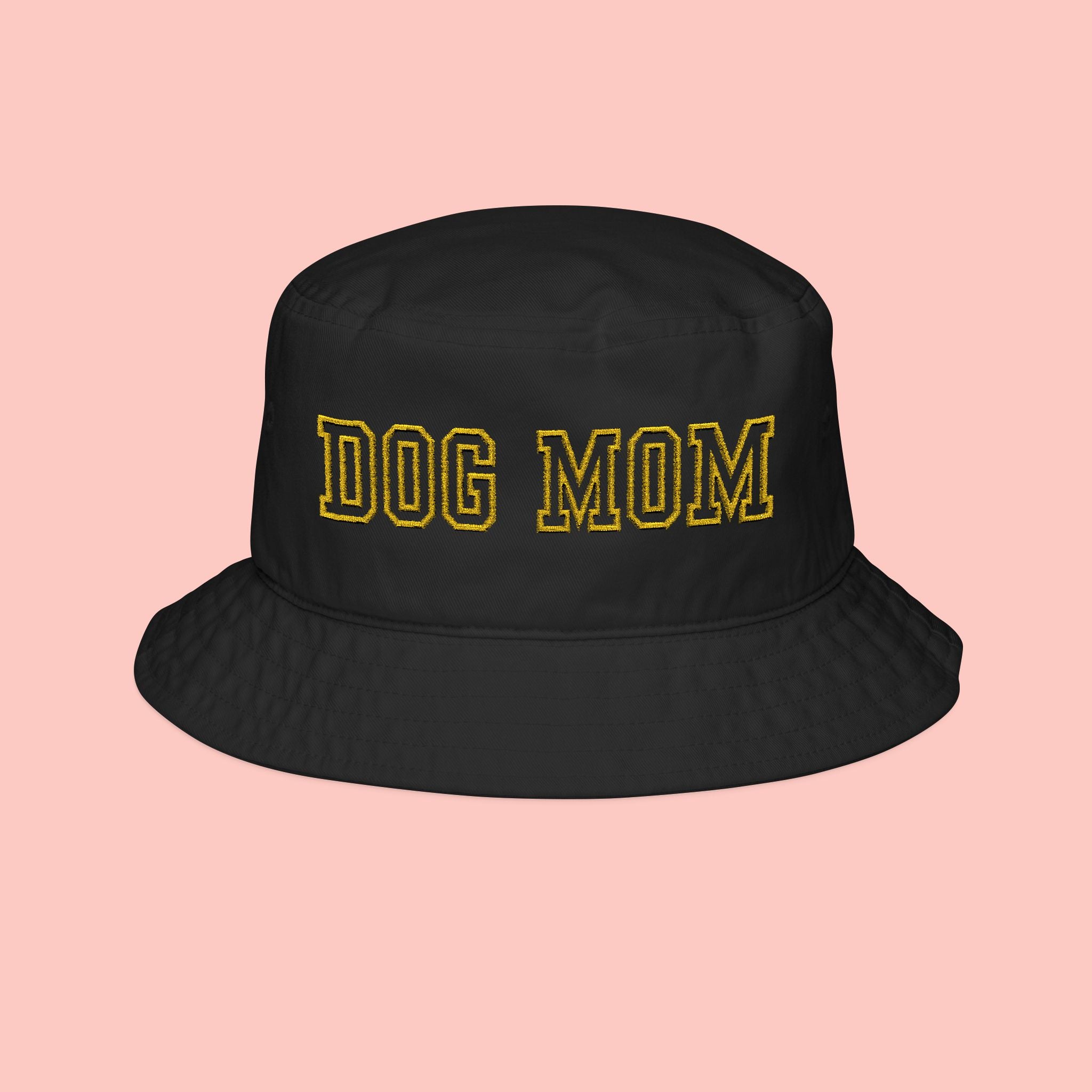 Dog Mom Embroidered Bucket Hat — Leopard Print Chunky Lettering