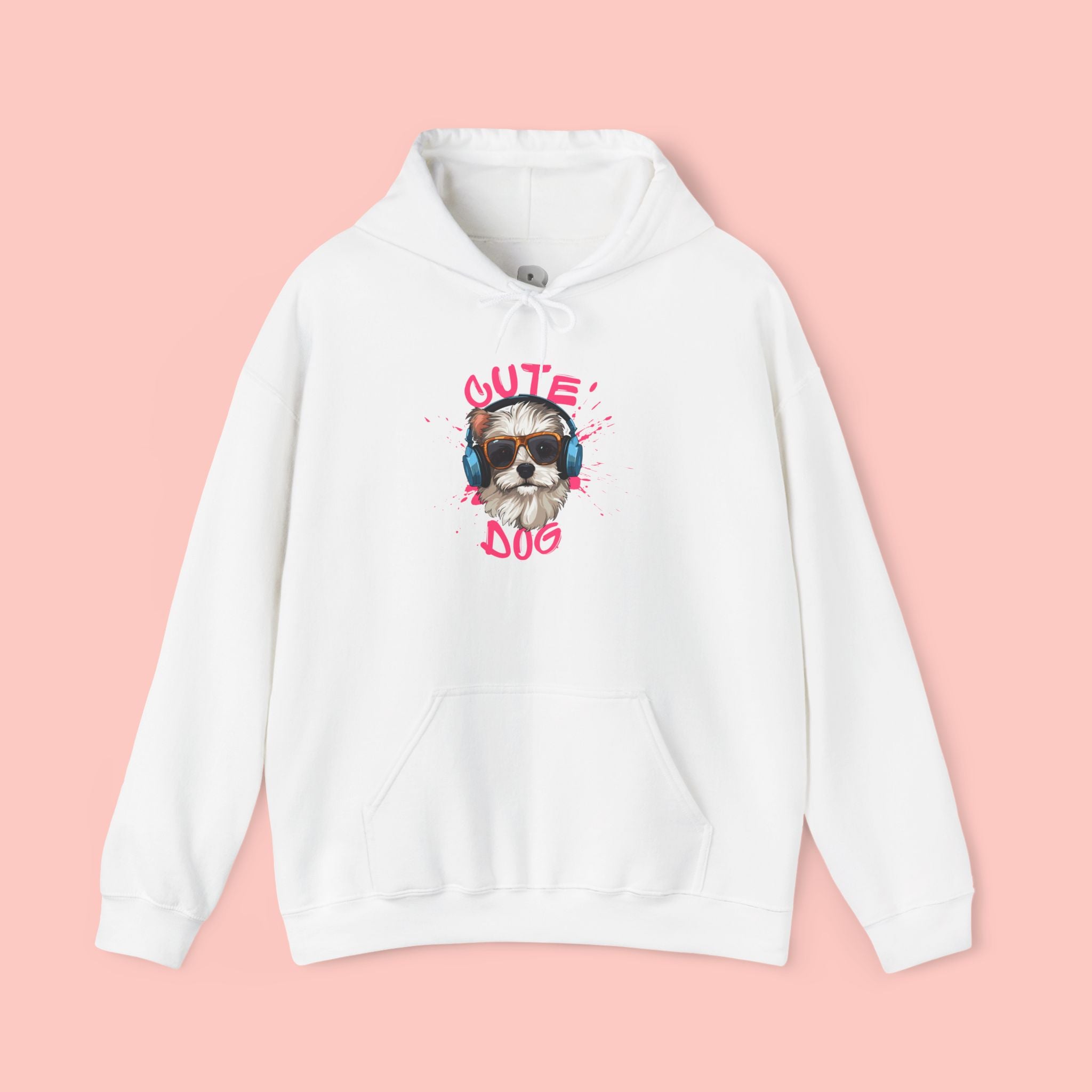 Cute Dog Hoodie with Headphones – 'Cute Dog' Graphic Pet Lover Sweatshirt