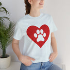 Pet Lover T-Shirt — Red Heart Paw Print Tee