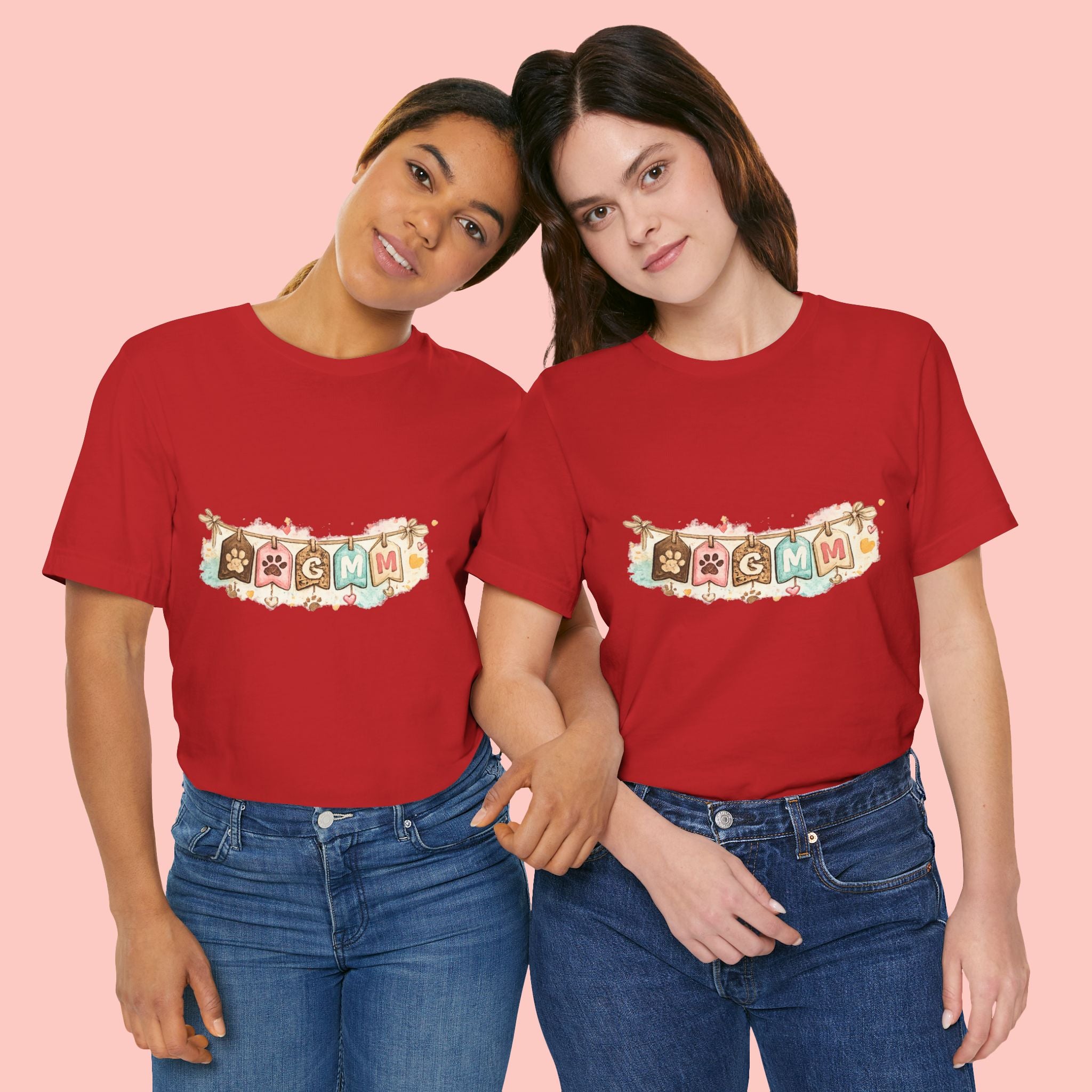 Pet Mom Banner Tee — Cute Paw Print "MOM" Graphic T-Shirt