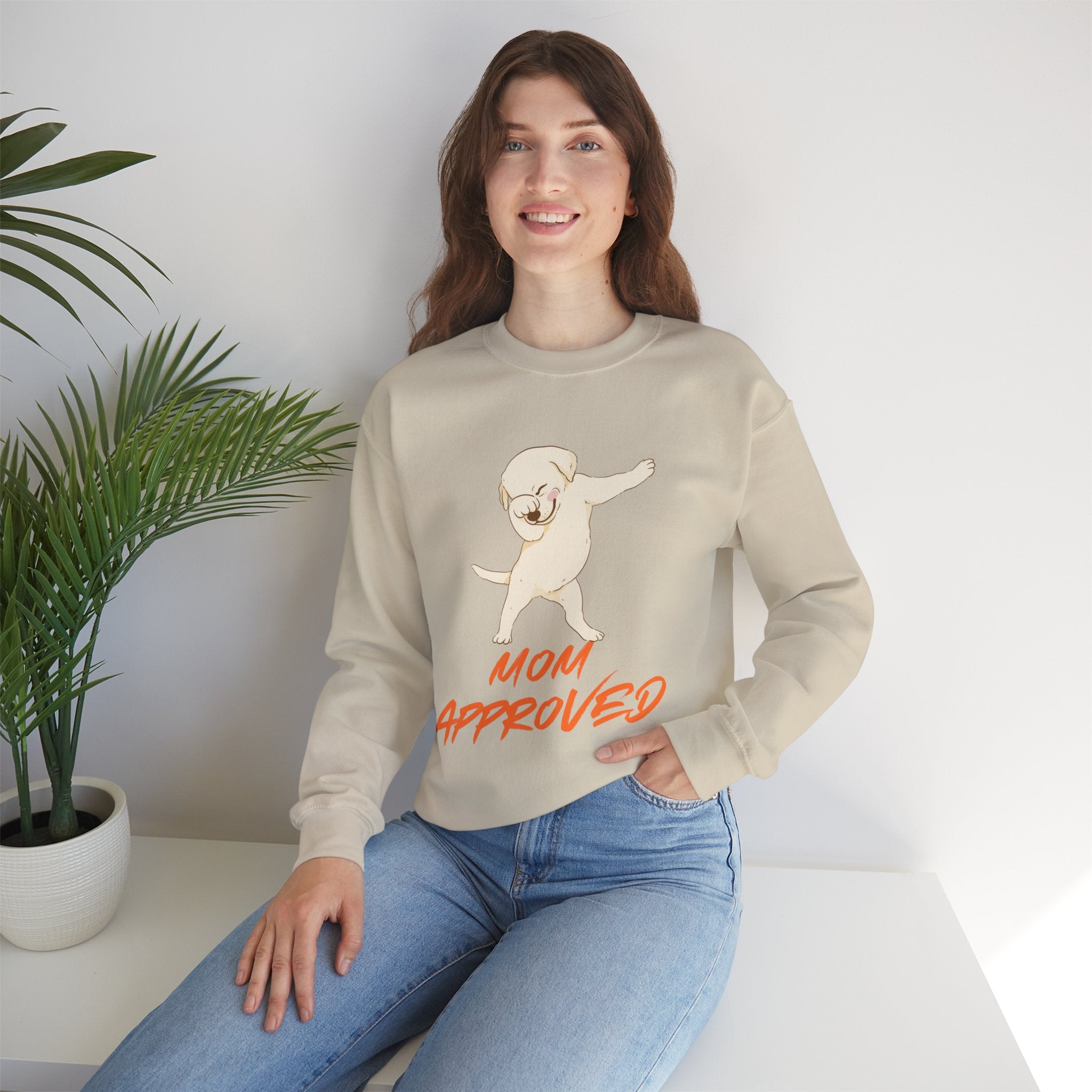 Crewneck Sweatshirt - 'Mom Approved' Dabbing Dog Cute Graphic