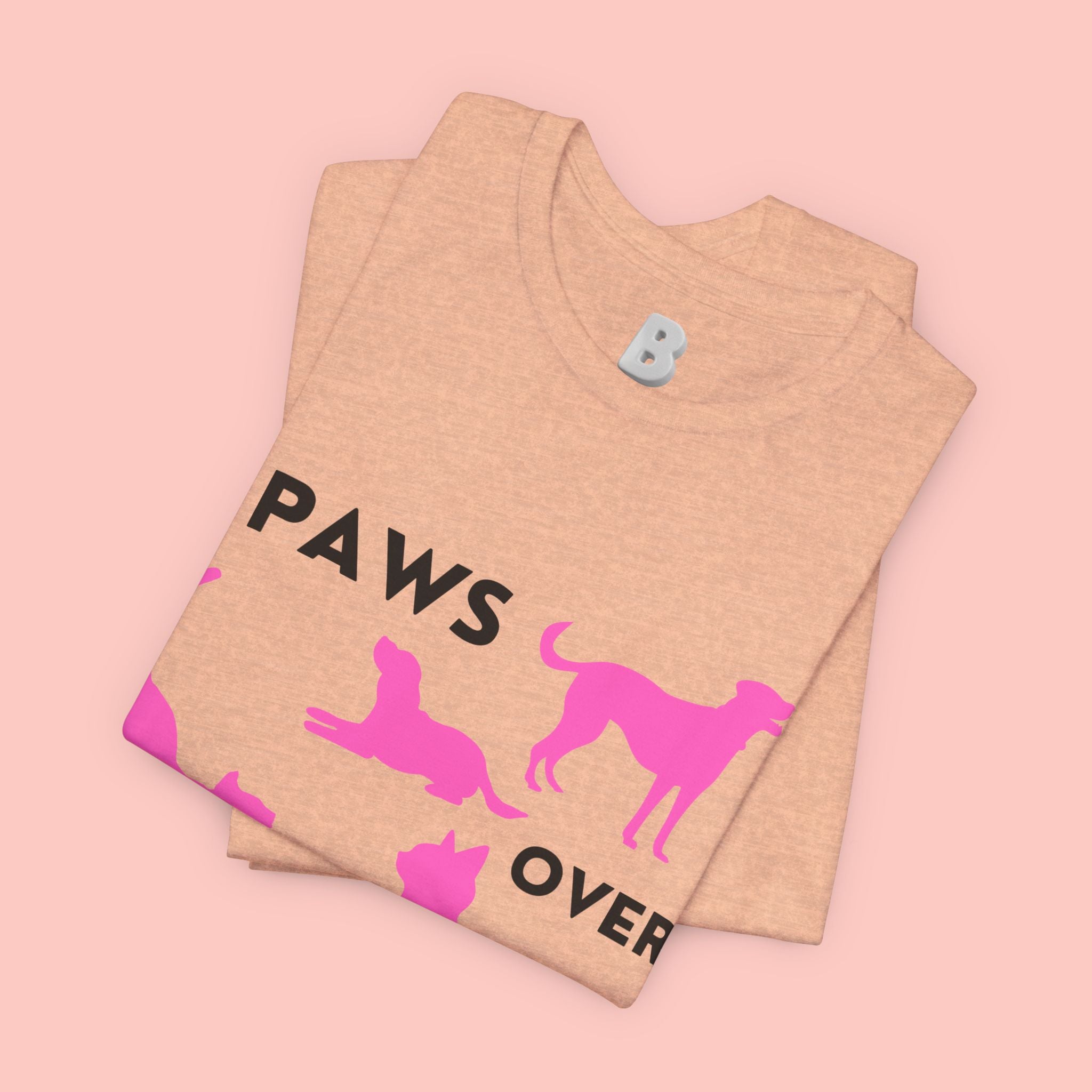 Paws Over People Tee — Pink Cats & Dogs Graphic T-Shirt