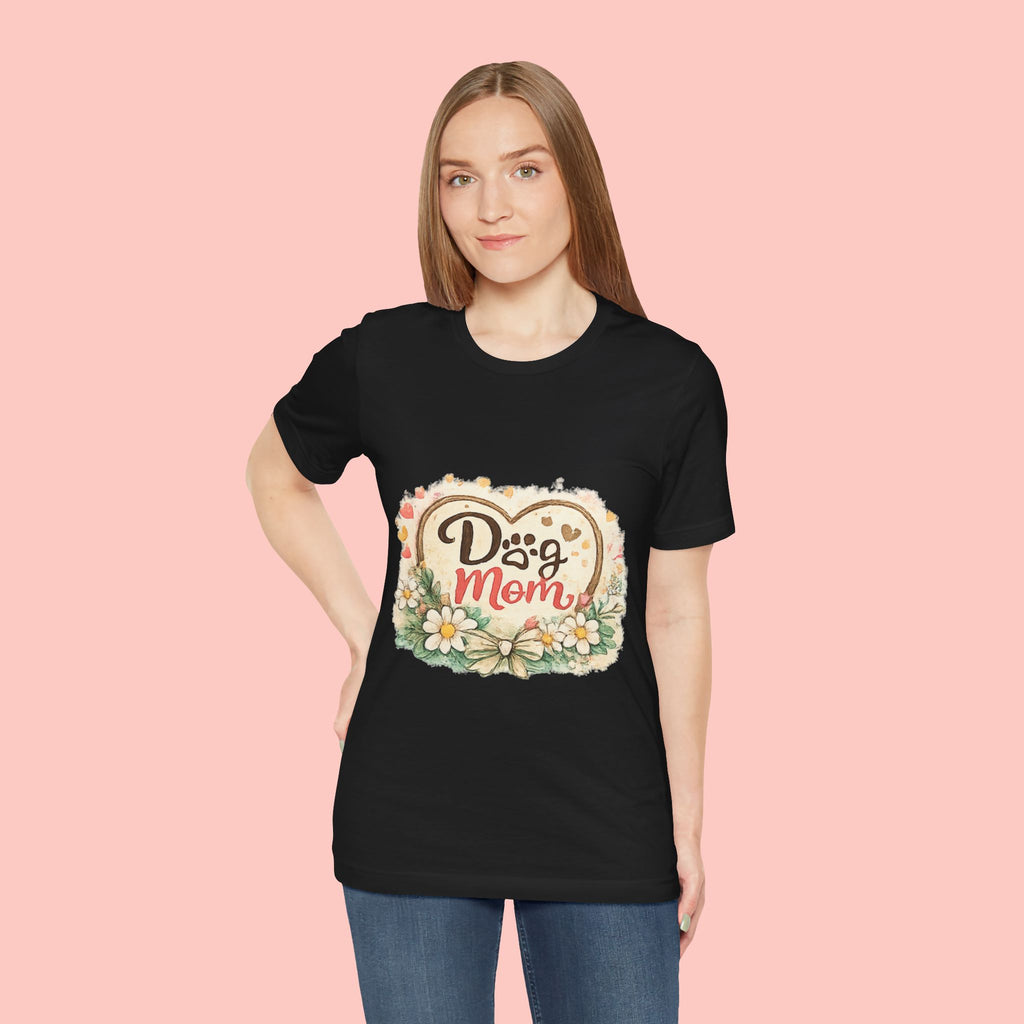 Dog Mom T-Shirt – Floral Paw Heart Graphic Tee