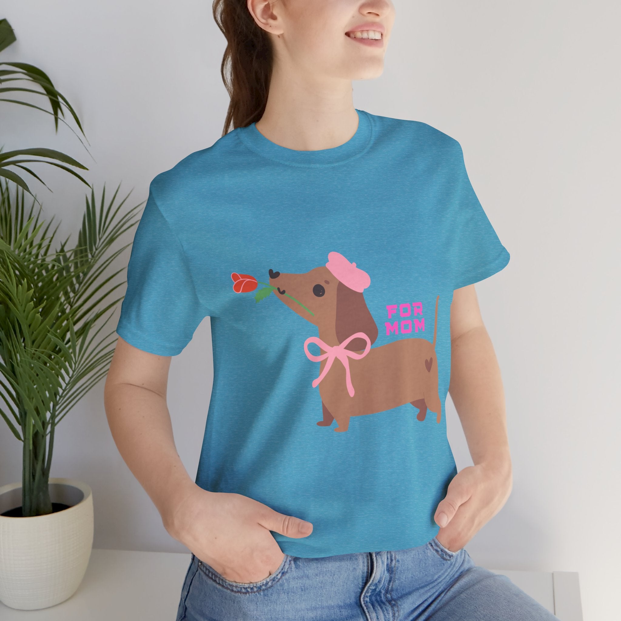 Mommy’s Dachshund Tee – Cute Dog with Rose “For Mom” Shirt