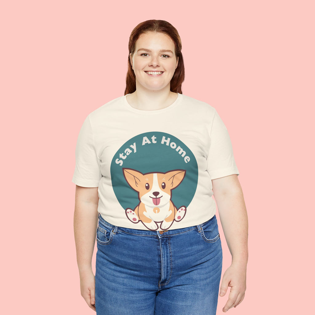 Stay At Home Dog Mom T-Shirt — Cute Corgi Graphic Tee