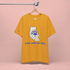 Dog Lover T-Shirt — "Love with my dog." Paw Print Graphic