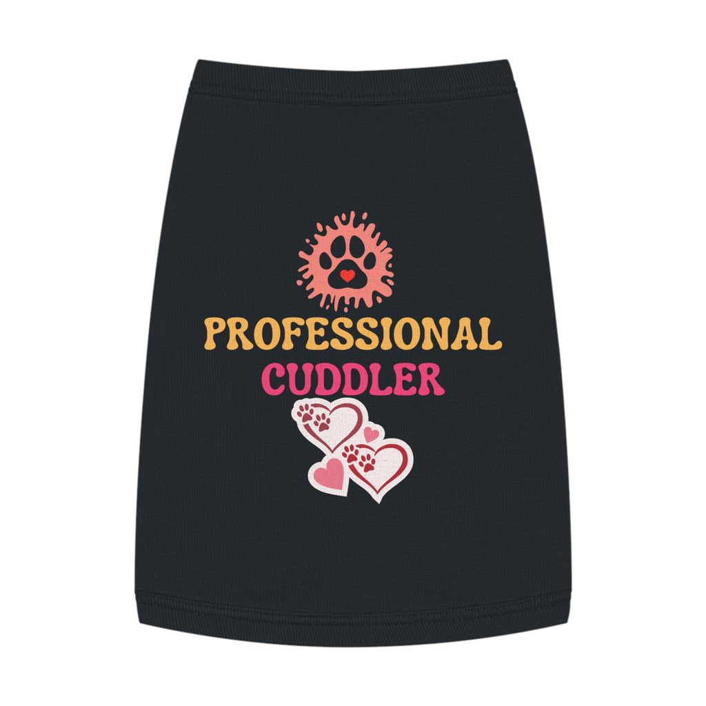 Professional Cuddler Pet Tank Top — Cute Paw Heart Dog & Cat Shirt for Small Pets