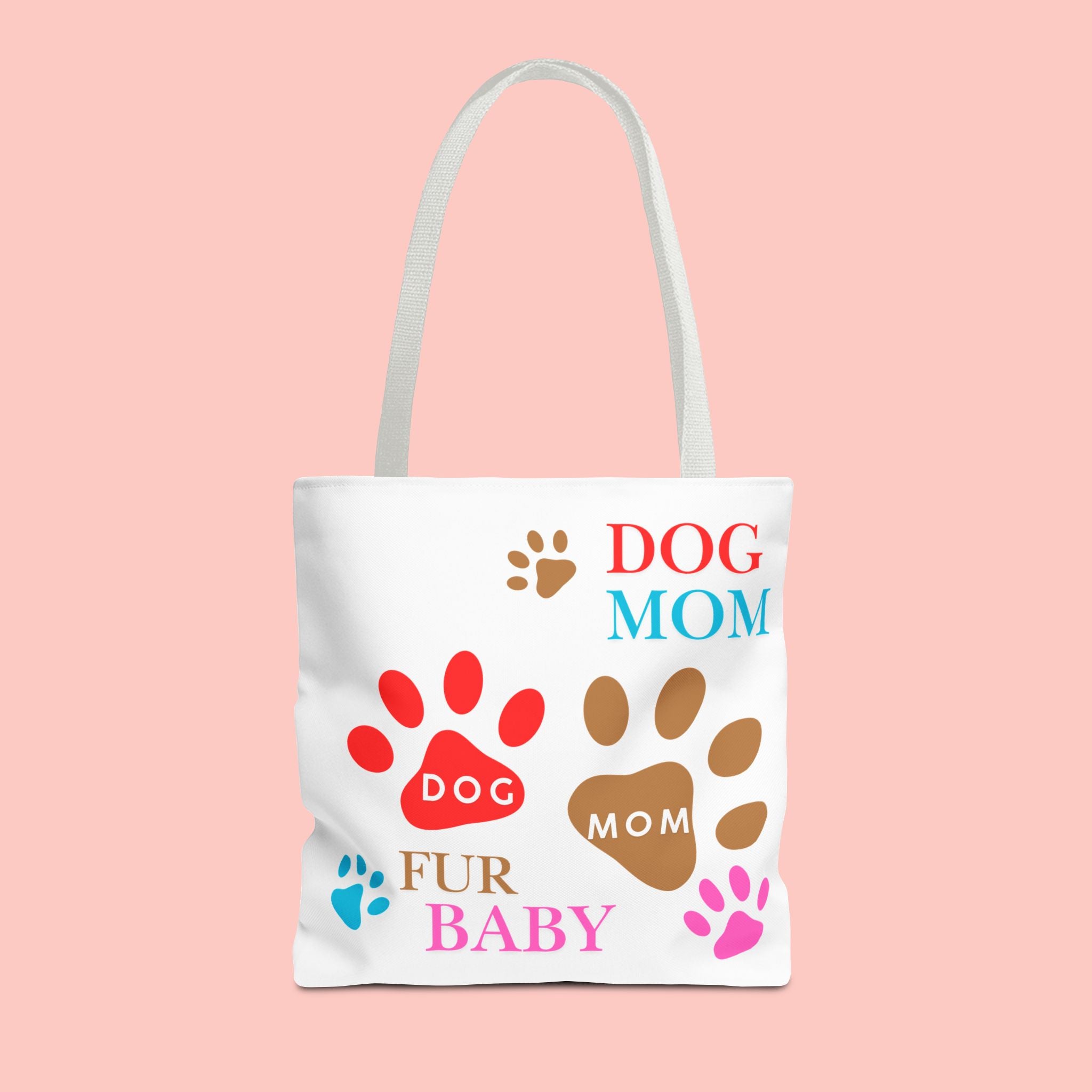Dog Mom Tote Bag – "Fur Baby" Paw Print AOP Tote
