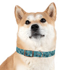 Paw Print Dog Collar — Teal Patterned Pet Collar for Small & Medium Dogs