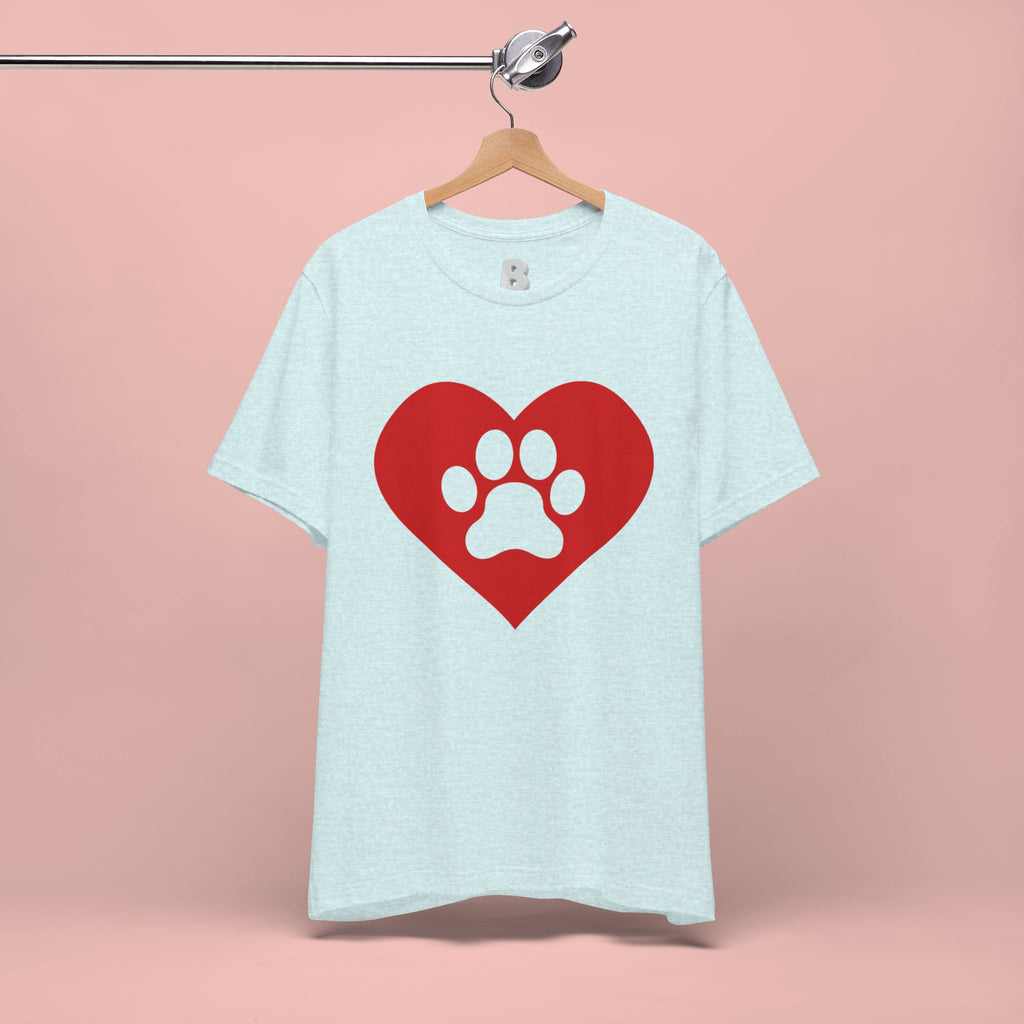 Pet Lover T-Shirt — Red Heart Paw Print Tee