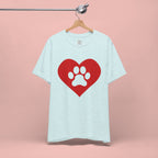 Pet Lover T-Shirt — Red Heart Paw Print Tee