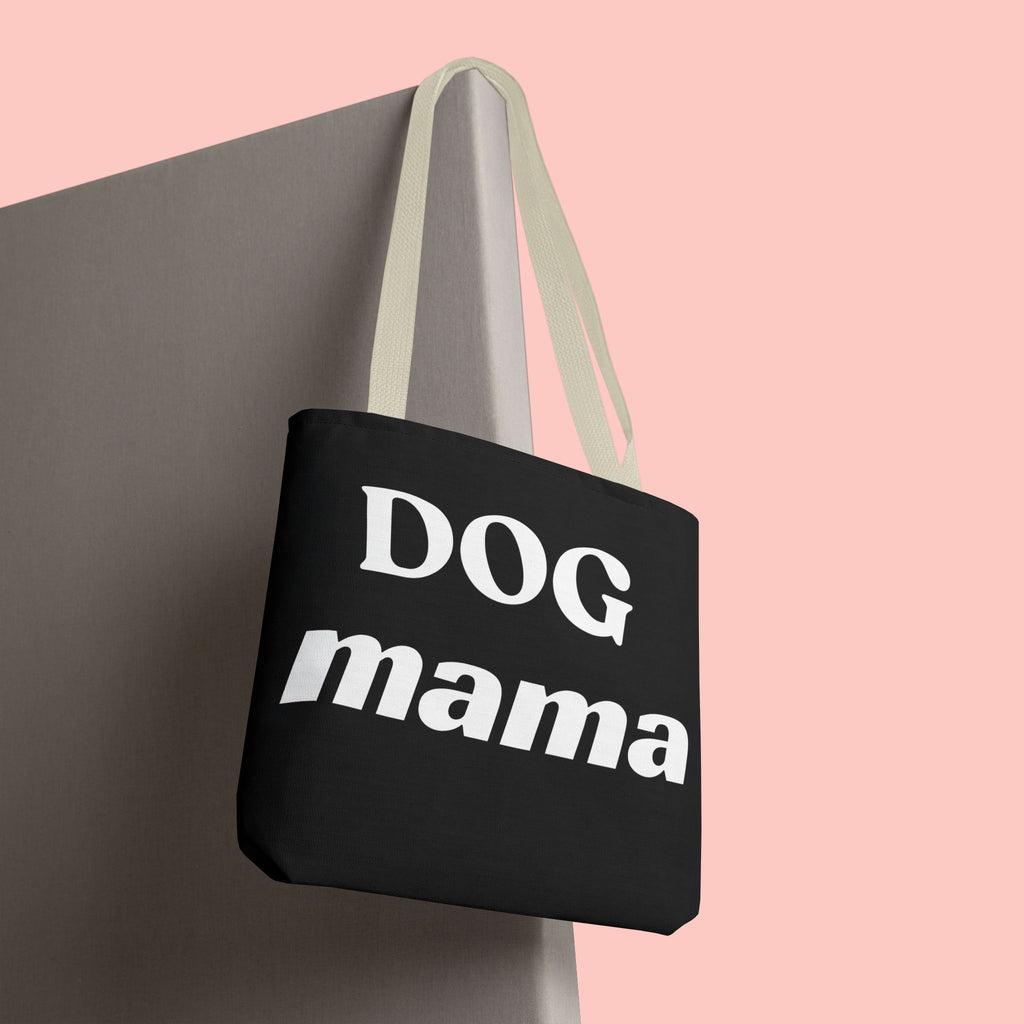 Dog Mama Tote Bag — Black Canvas Pet Lover Tote