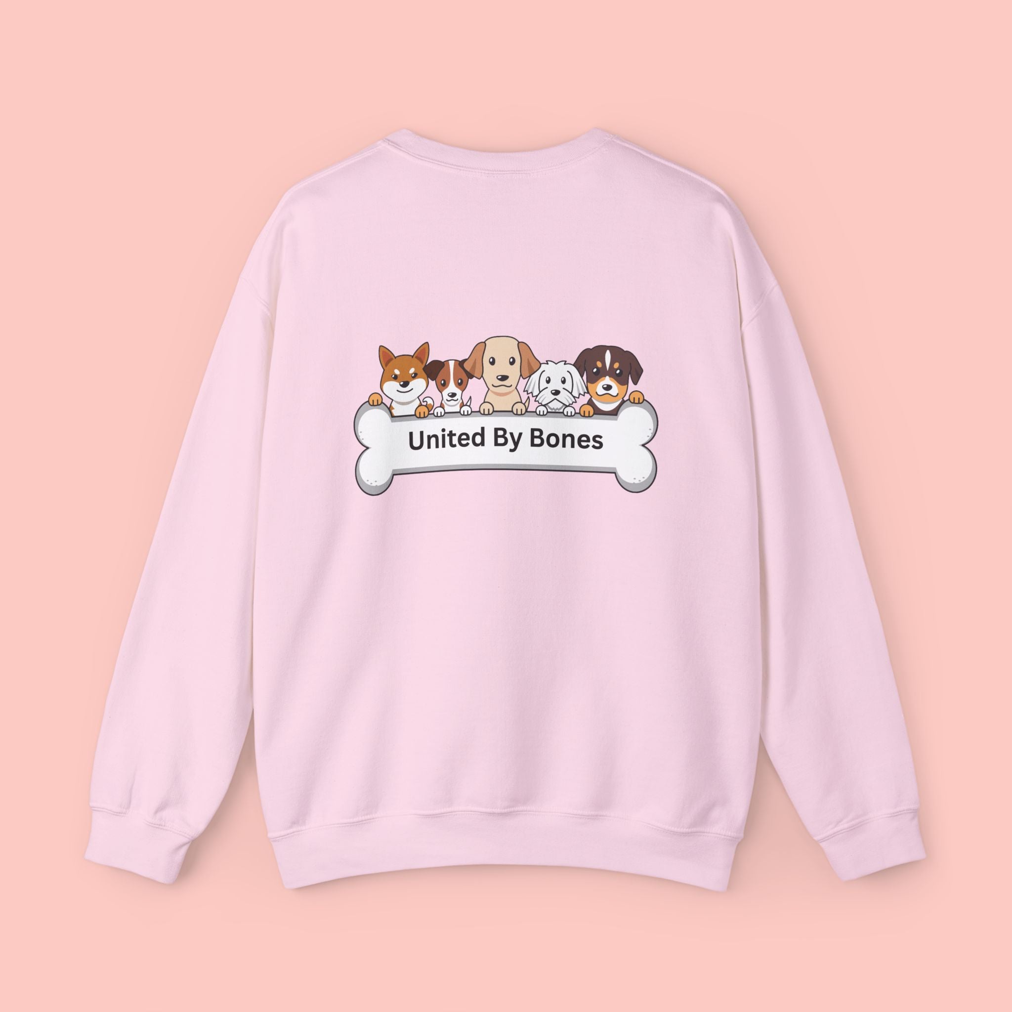 Dog Lovers Crewneck Sweatshirt — "United By Bones" Cute Puppy Graphic