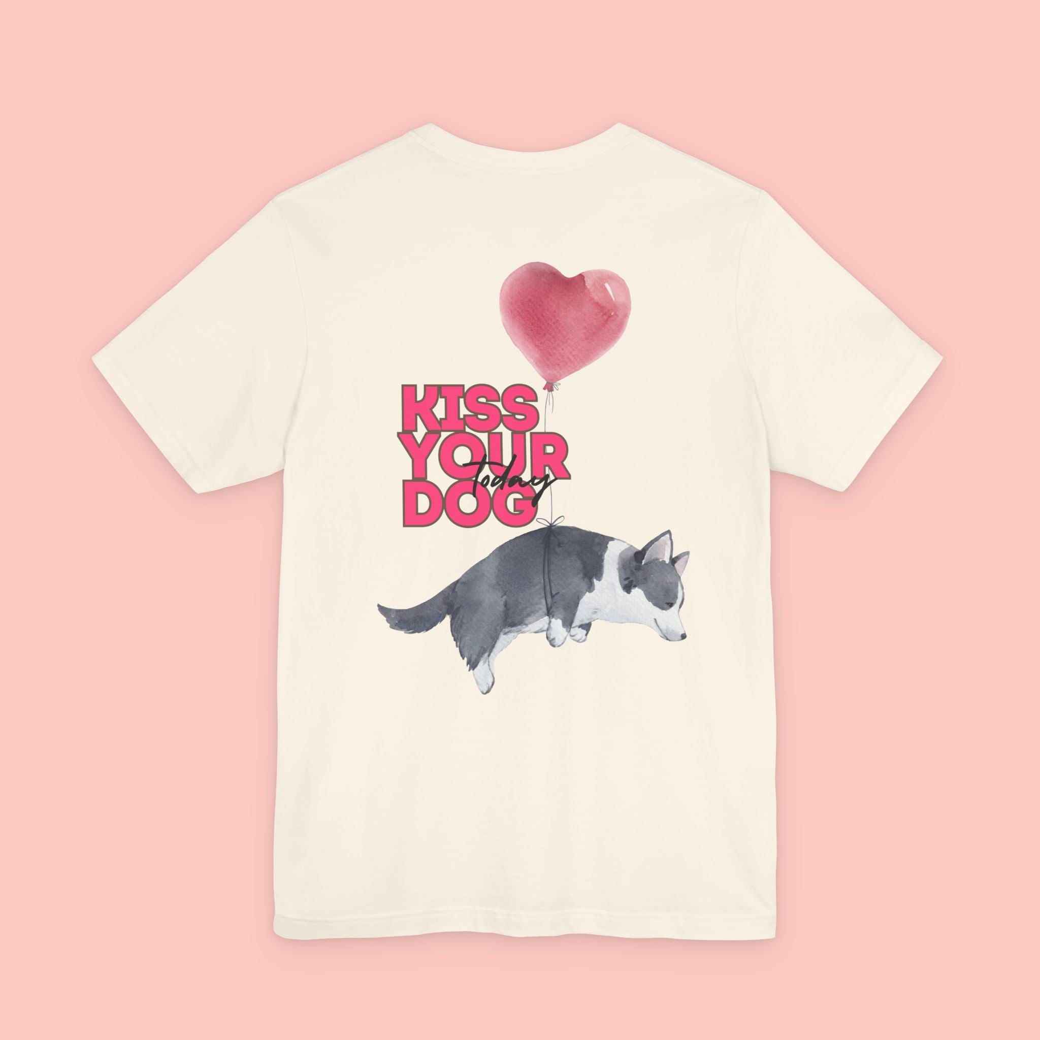 Kiss Your Dog Tee — Corgi Heart Balloon Graphic T-Shirt