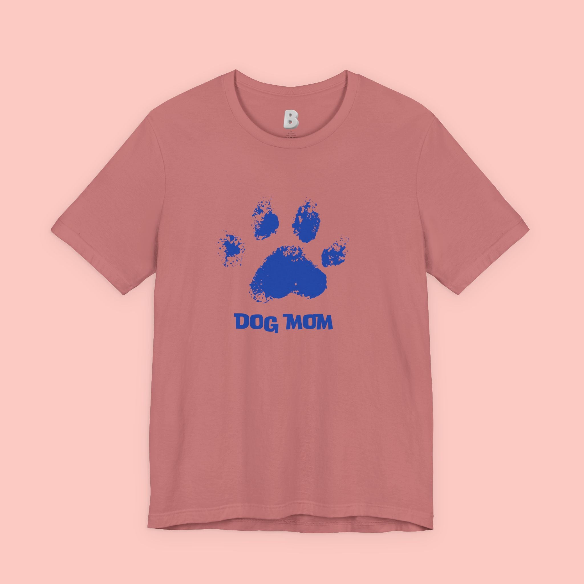 Dog Mom Paw Print T-Shirt — Distressed Blue Design