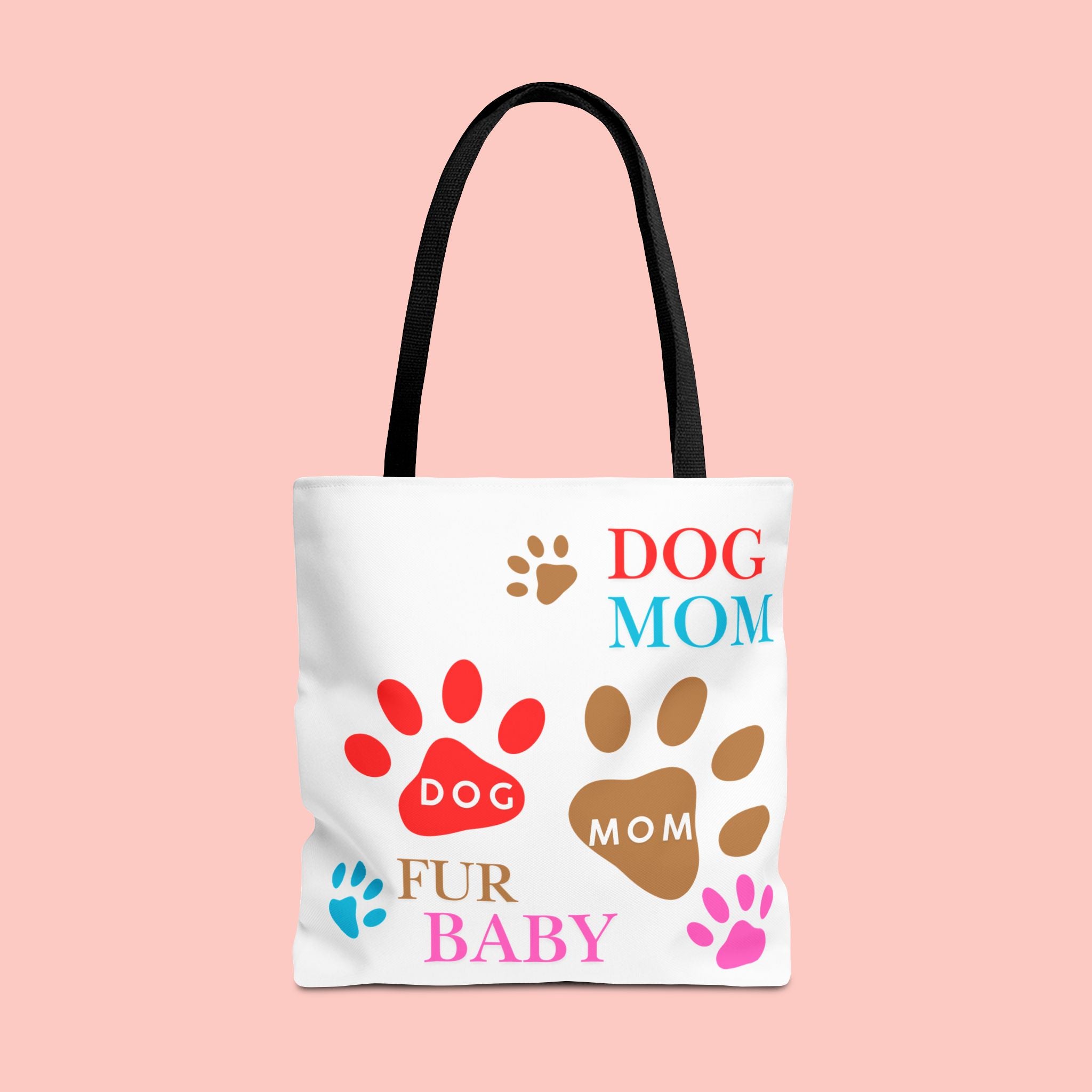 Dog Mom Tote Bag – "Fur Baby" Paw Print AOP Tote