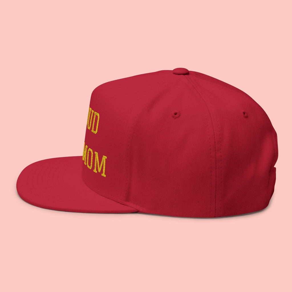 Flat Bill Cap — "Proud Dog Mom" Embroidered Trucker Hat