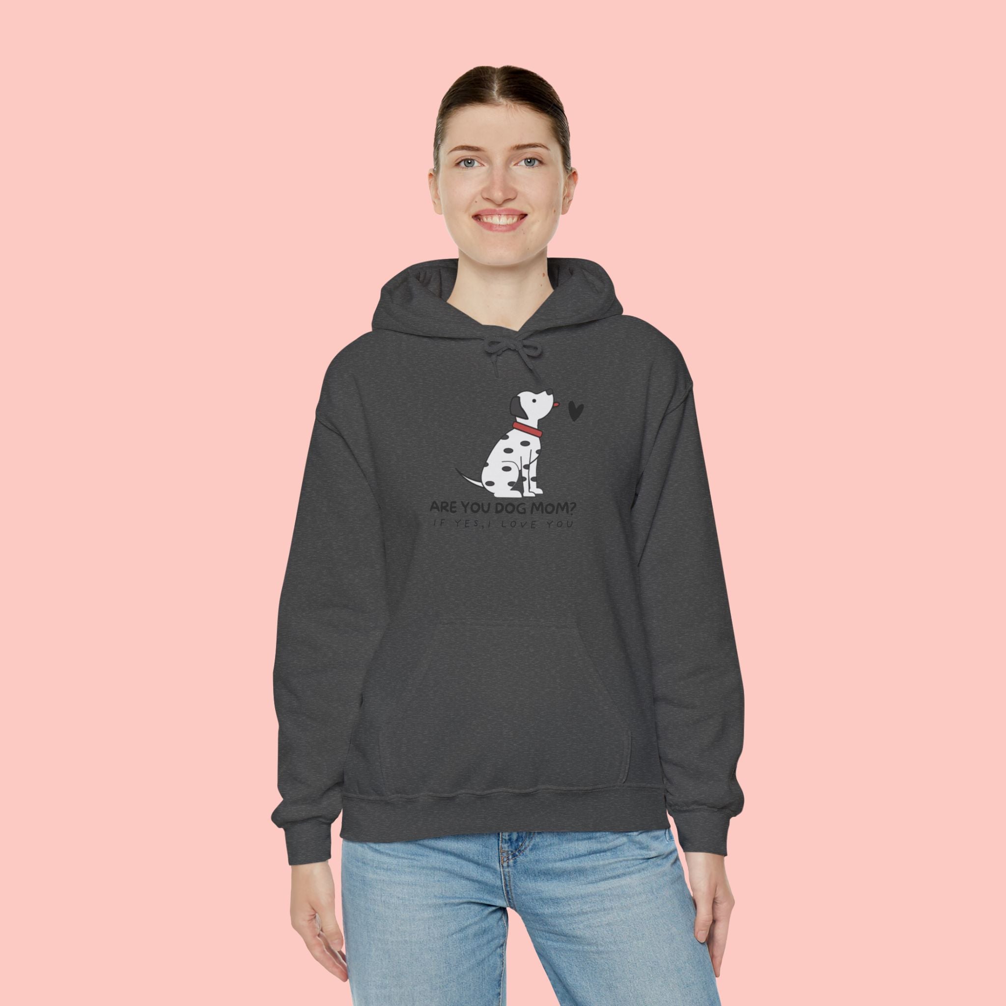 Dog Mom Hoodie — 'Are You Dog Mom?' Cute Dalmatian Graphic Pullover