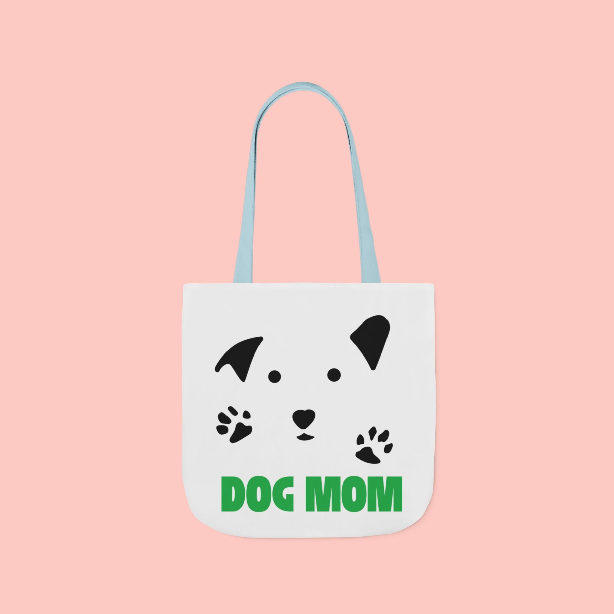 Dog Mom Canvas Tote Bag — Cute Paw Print Dog Face Tote for Pet Lovers