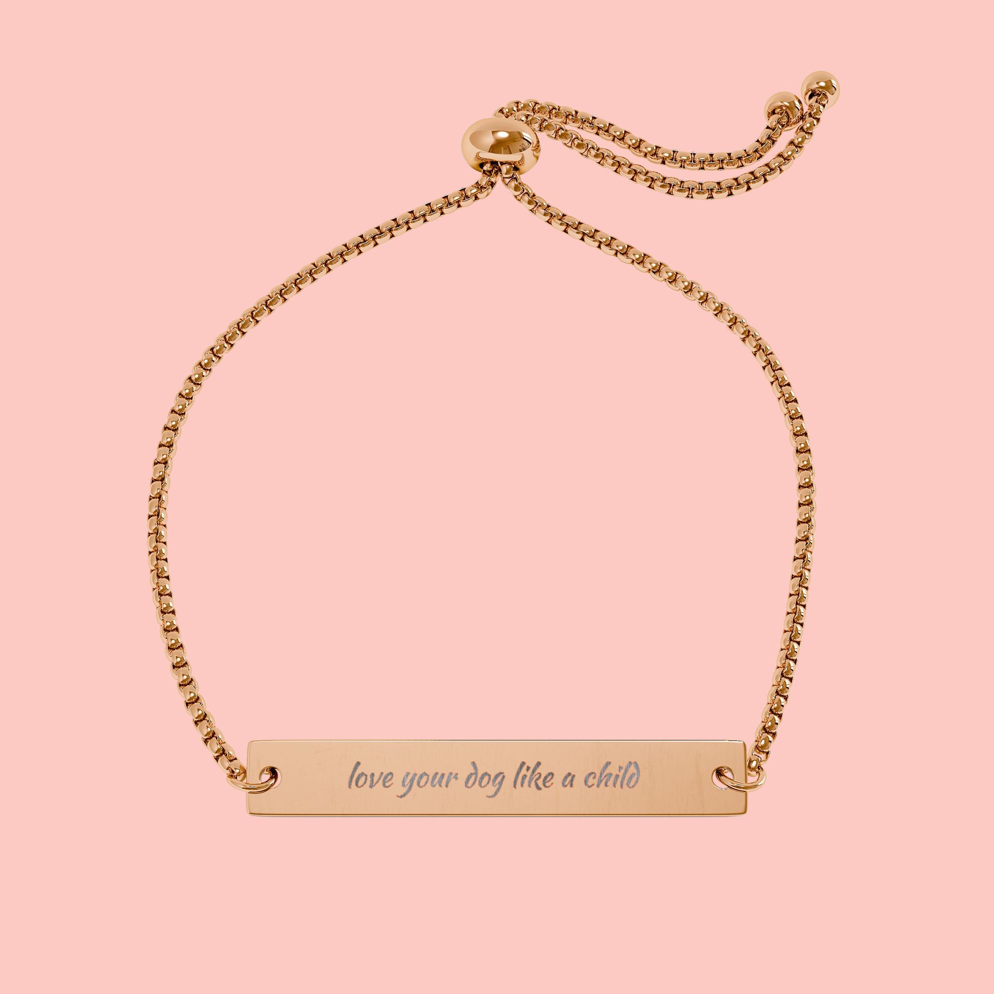 Engravable Gold Bar Bracelet – Adjustable Personalized Message Bracelet