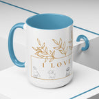 I Love Dogs Accent Coffee Mug — Gold Leaf Dog Lover Ceramic Mug (11oz & 15oz)