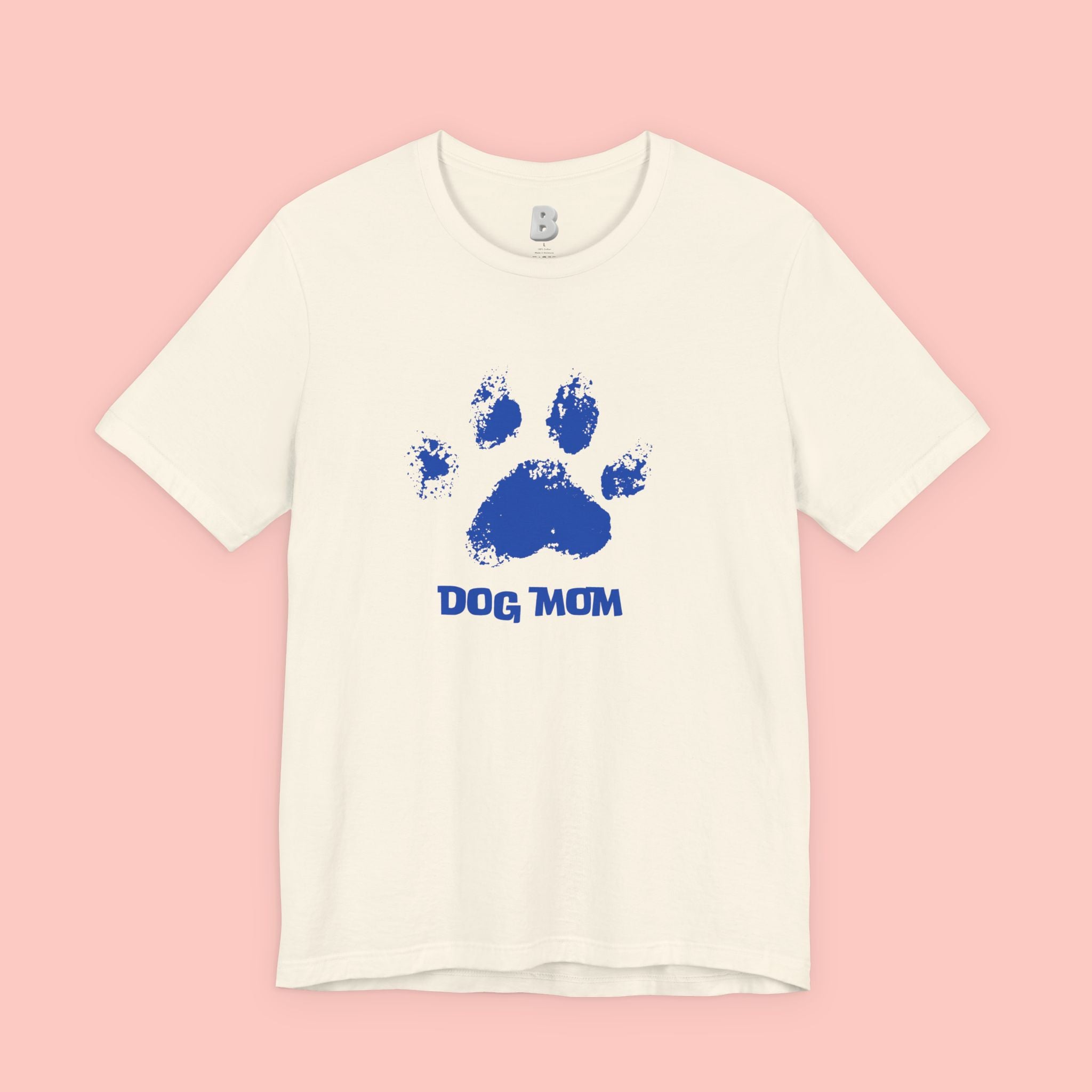 Dog Mom Paw Print T-Shirt — Distressed Blue Design