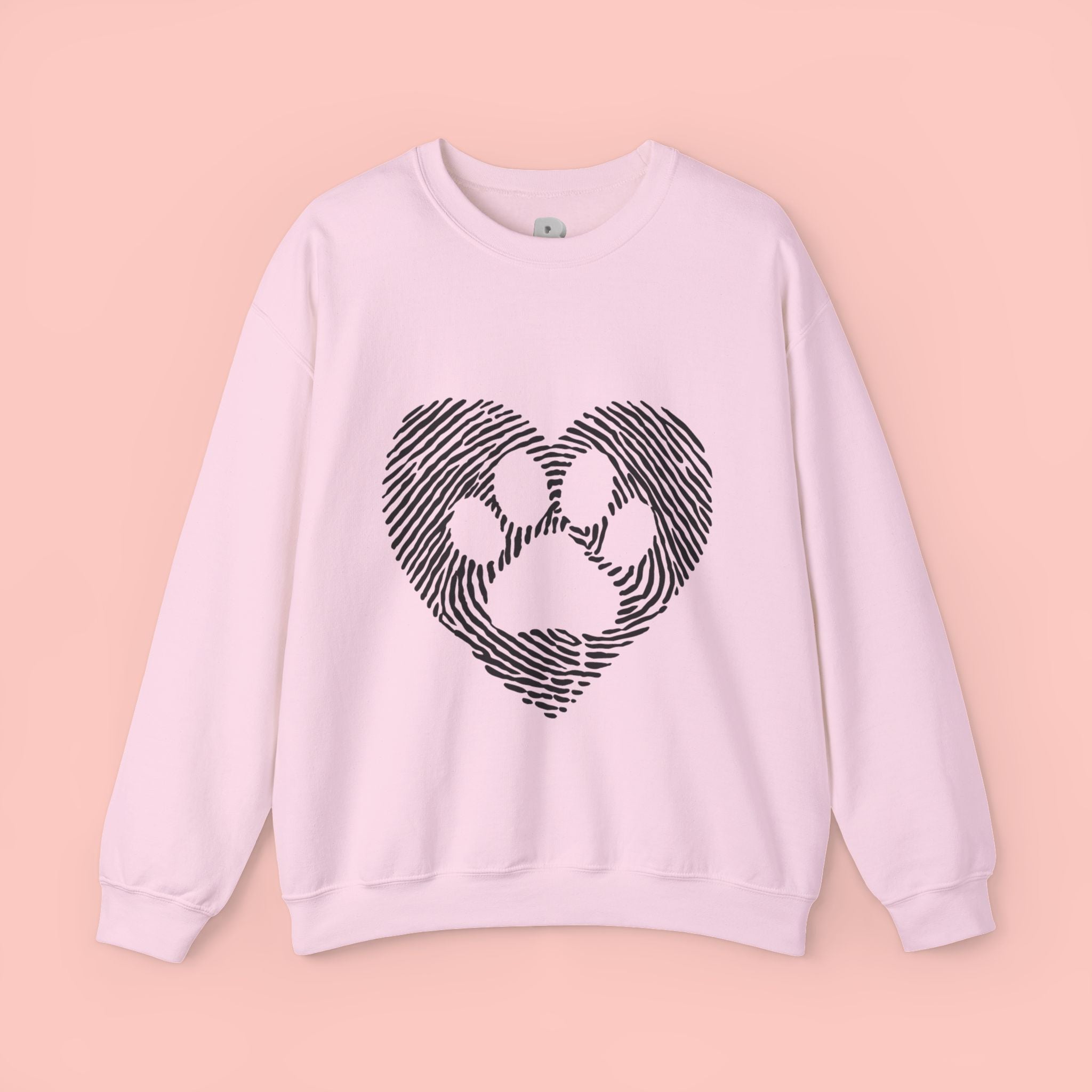 Fingerprint Heart Crewneck Sweatshirt — Panda Paw Love Graphic