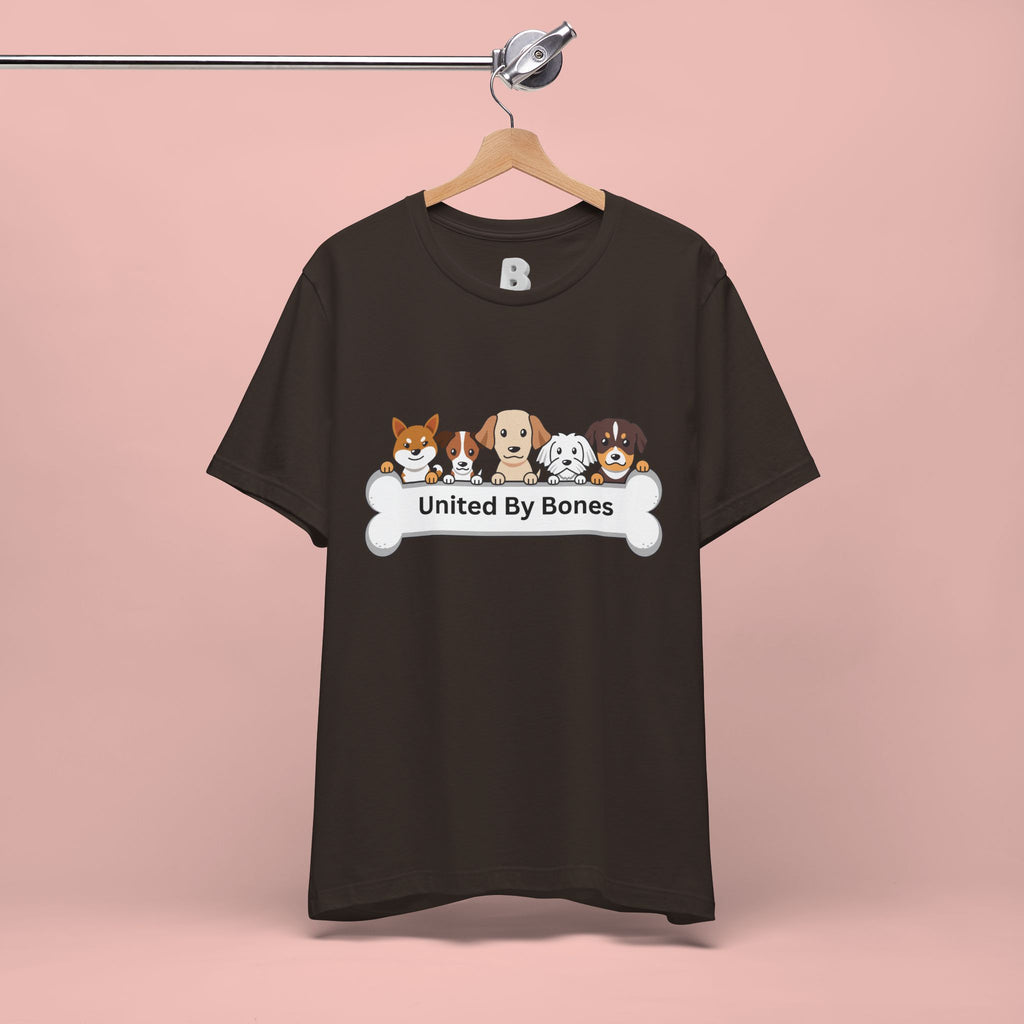 Dog Lover T‑Shirt — "United By Bones" Cute Cartoon Dogs Tee