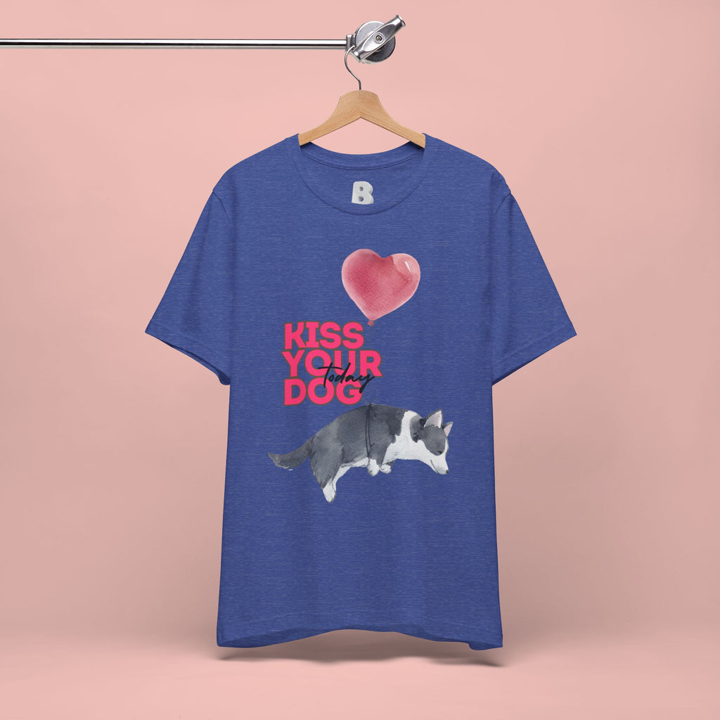Kiss Your Dog T-Shirt — Cute Corgi with Heart Balloon Pet Lover Tee