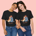 Dog Mom T‑Shirt — Cute Woman Hugging Dog Graphic Tee