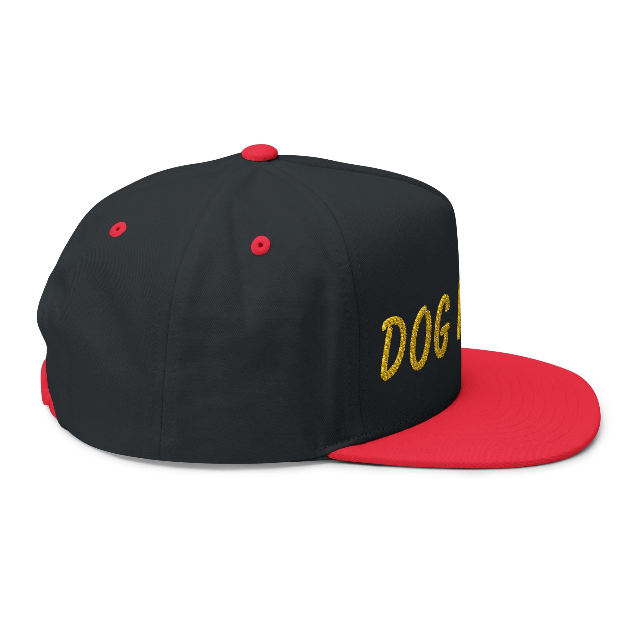Dog Mom Embroidered Flat Bill Cap — Paw Print Snapback Hat