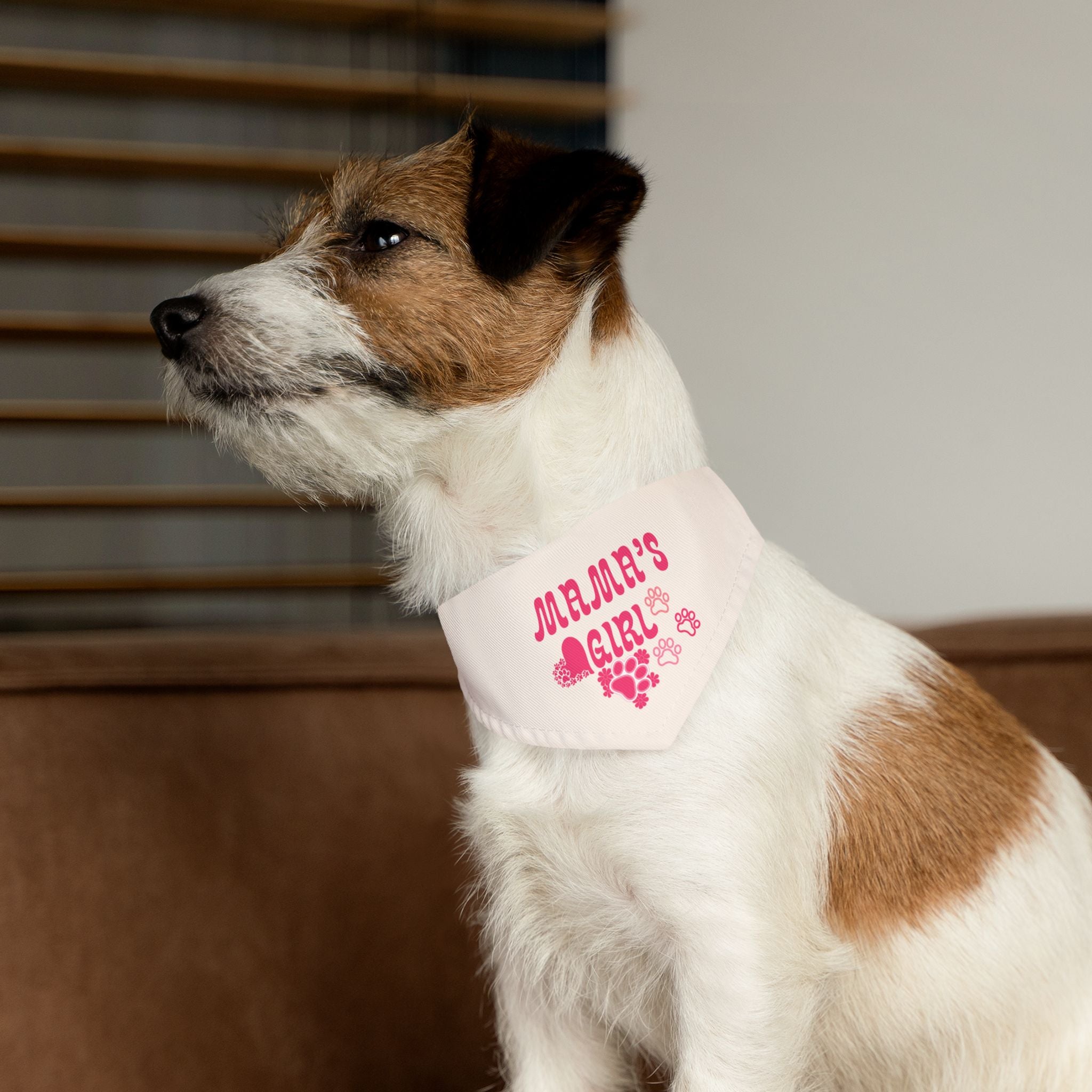 Pet Bandana — "Mama's Girl" Pink Paw Print Collar for Dogs & Cats