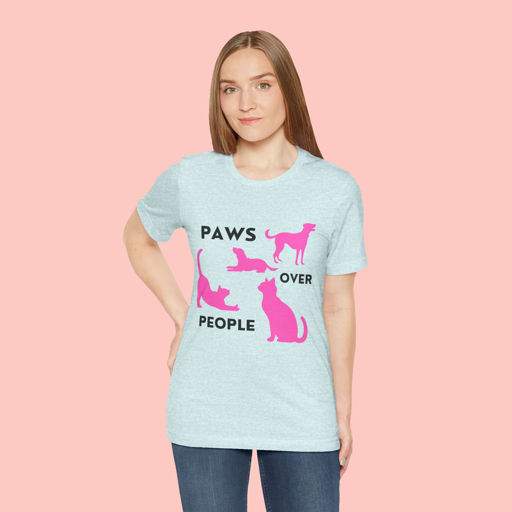 Paws Over People Tee — Pink Cats & Dogs Graphic T-Shirt