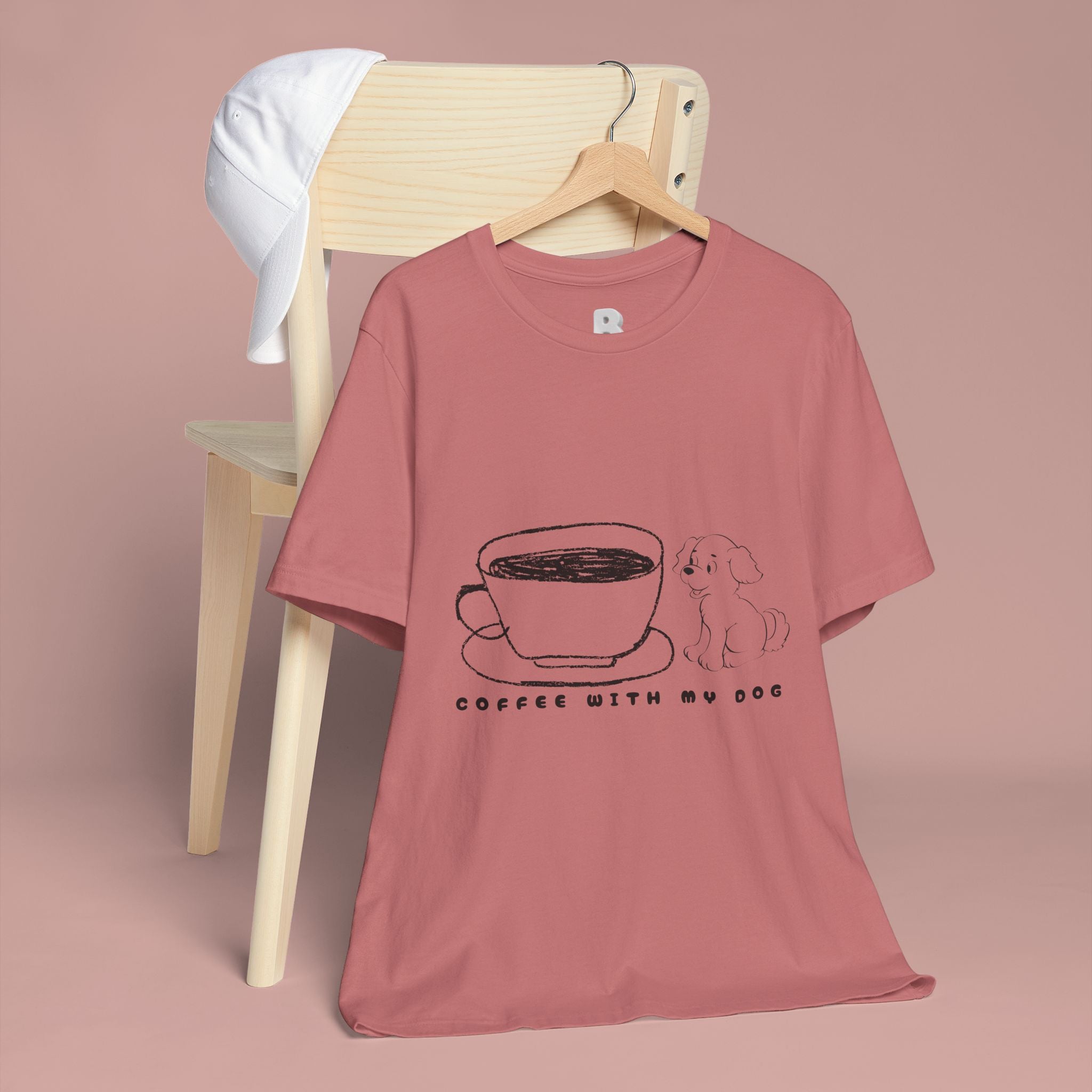 Coffee With My Dog T‑Shirt — Cute Minimalist Dog & Coffee Tee