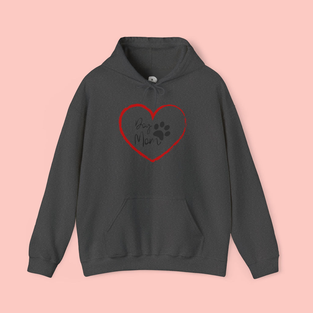 Dog Mom Hoodie — Heart Paw Print Pullover for Pet Lovers