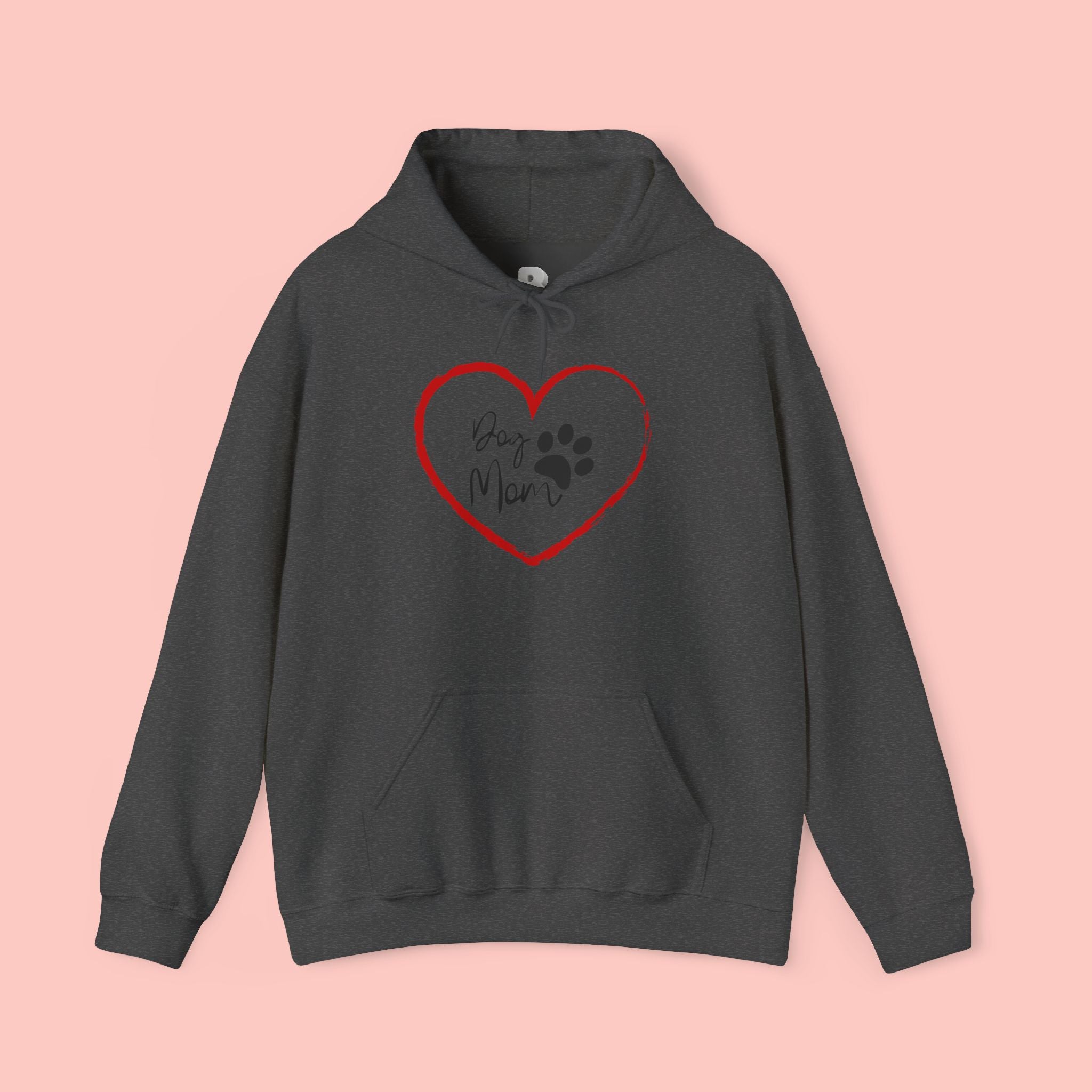 Dog Mom Hoodie — Heart Paw Print Pullover for Pet Lovers