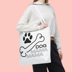 Dog Mama Tote Bag — Paw Print & Bone Graphic Canvas Shopper