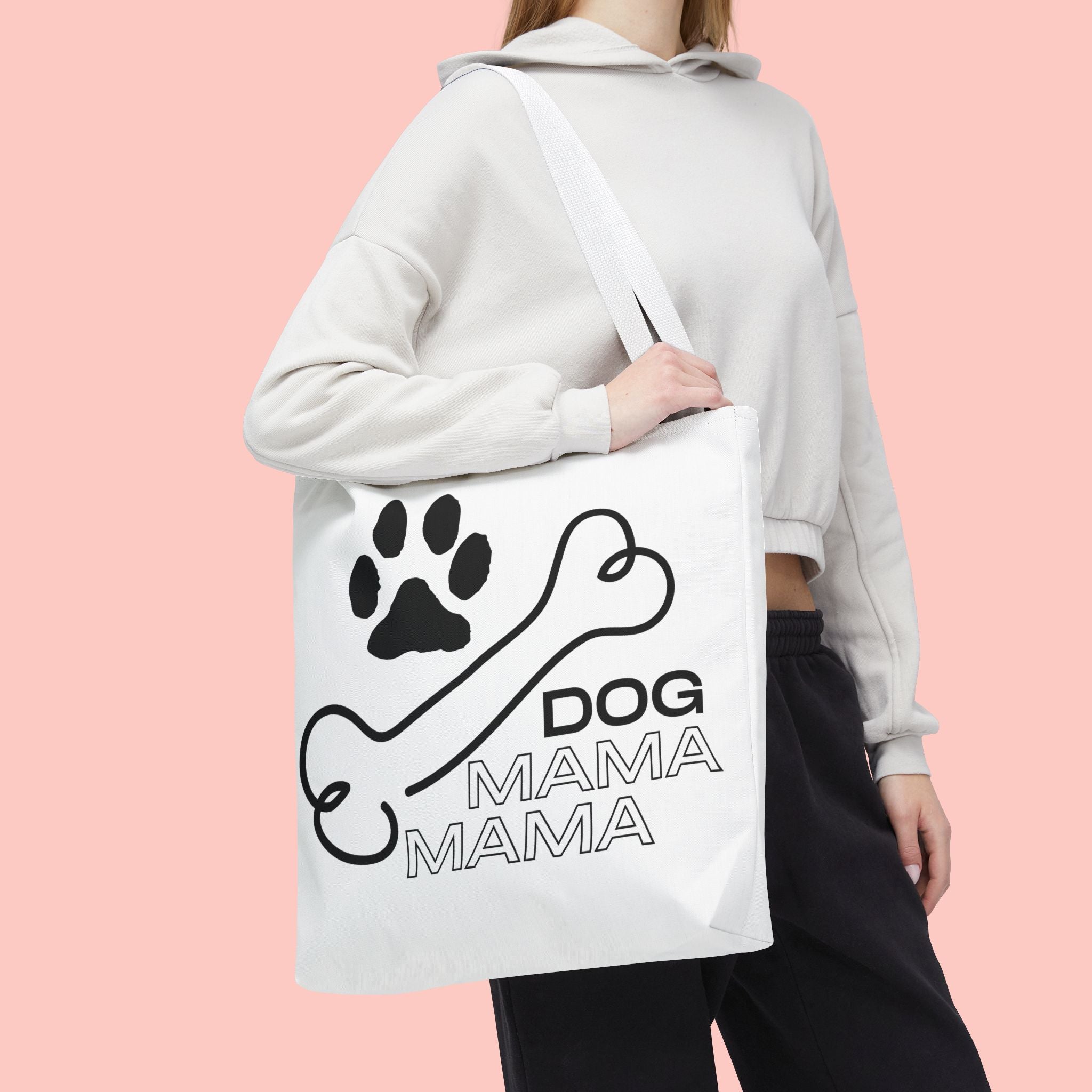 Dog Mama Tote Bag — Paw Print & Bone Graphic Canvas Shopper