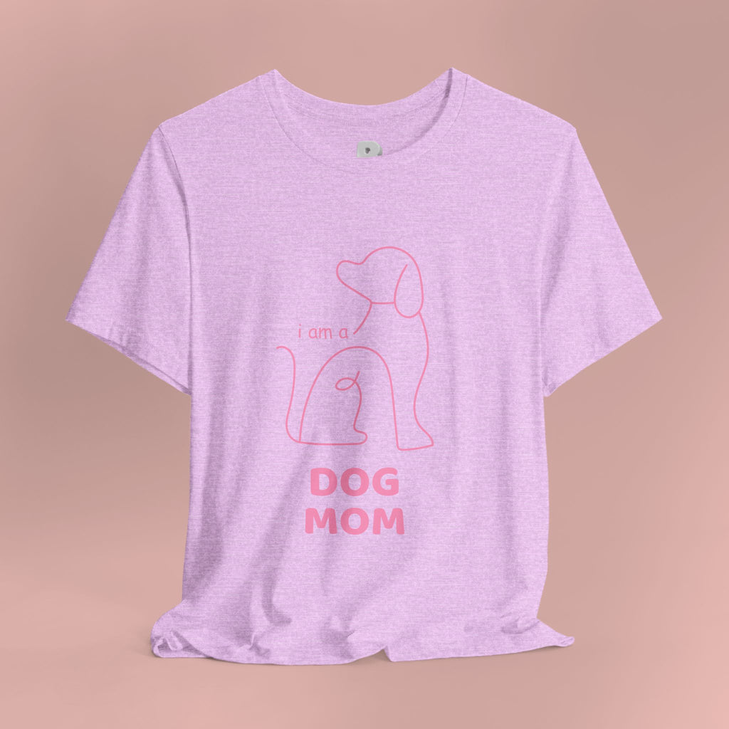 Dog Mom T‑Shirt – Minimal Pink Line Art Dog Tee