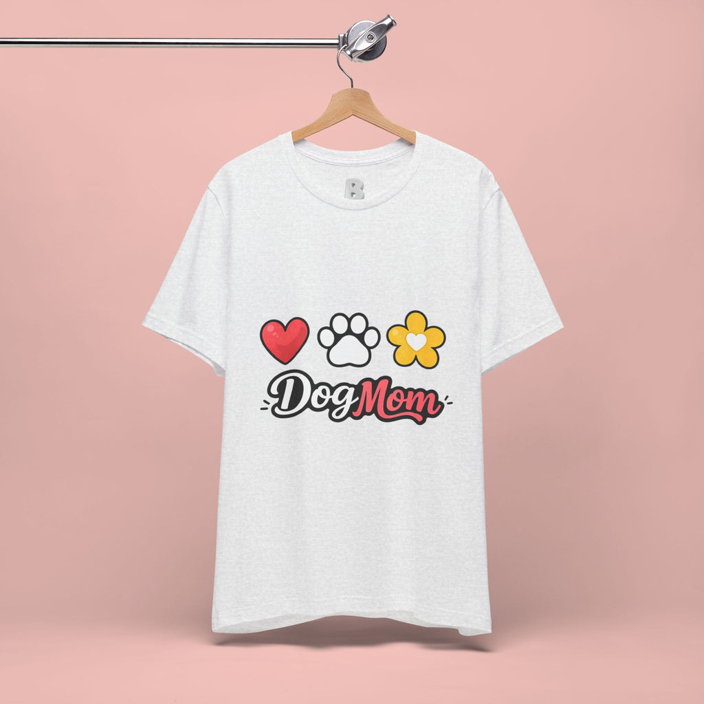 Dog Mom T-Shirt – Heart, Paw & Flower Graphic Tee