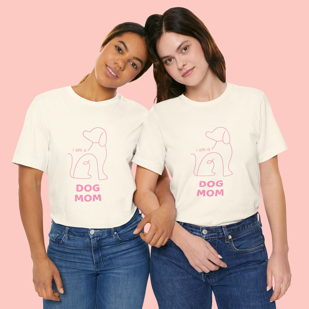 Dog Mom T‑Shirt – Minimal Pink Line Art Dog Tee