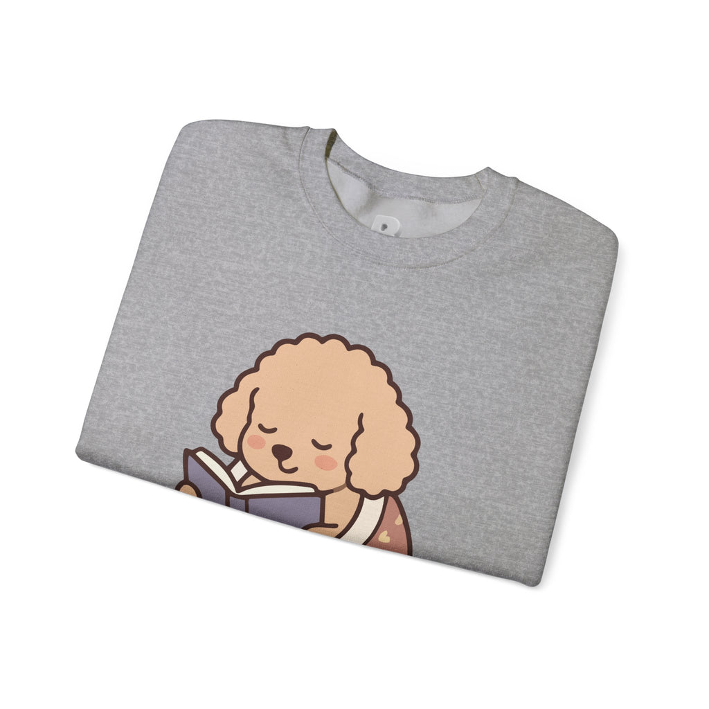 Cozy Reading Puppy Sweatshirt — "Paw Prints On My Soul" Crewneck