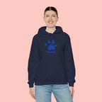 Dog Mom Paw Print Hoodie – Cute Pet Lover Sweatshirt, Blue Paw 'DOG MOM' Design