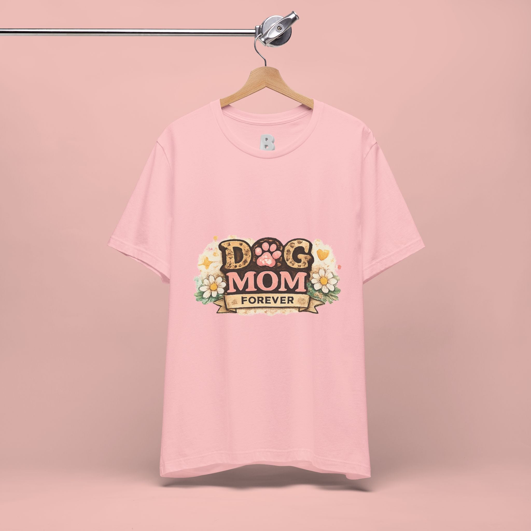 Dog Mom Forever T‑Shirt — Floral Paw Print Tee for Pet Lovers